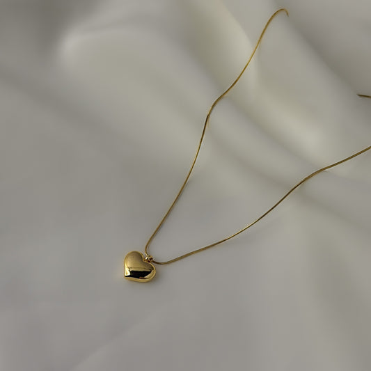18K Gold Plated Puffed Heart Necklace