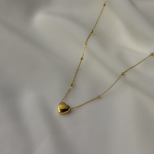 18K Gold Plated Beaded Heart Necklace