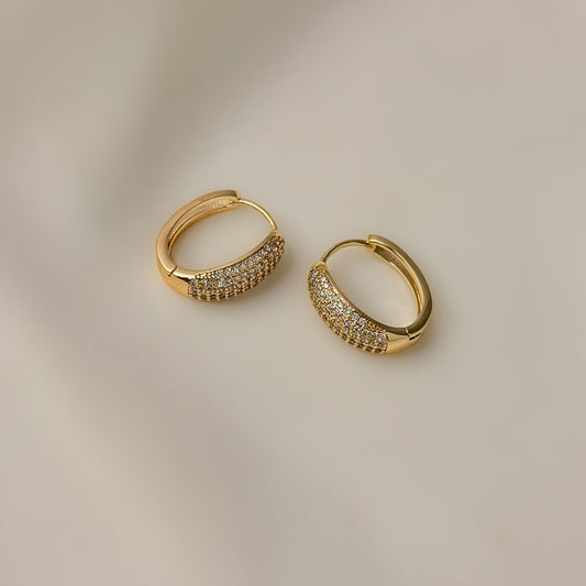 18K Gold Plated Classy AD Stone Hoops