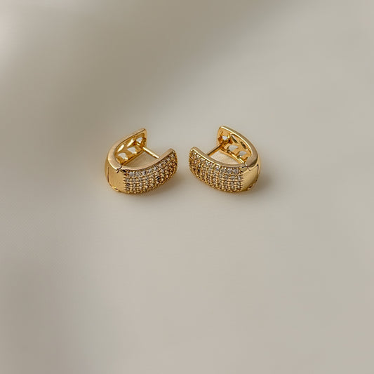 18K Gold Plated AD Stone Small Hoops