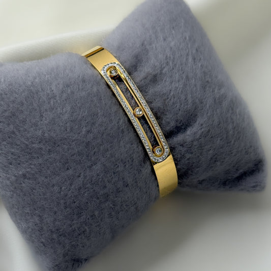 18K Gold Plated AD Stone Slider Bracelet