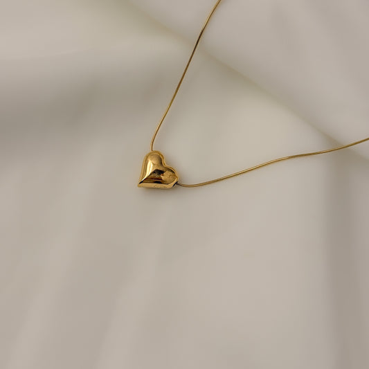 18K Gold Plated Puffy Heart Necklace