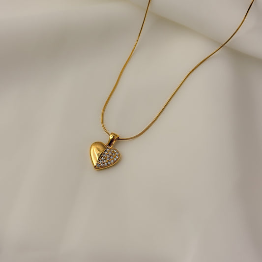 18K Gold Plated Half AD Stone Necklace