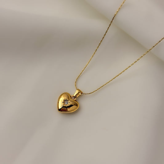 18K Gold Plated Vintage Star Heart Necklace