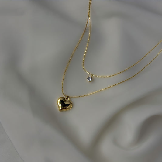 18K Gold Plated Double Layer Heart Necklace
