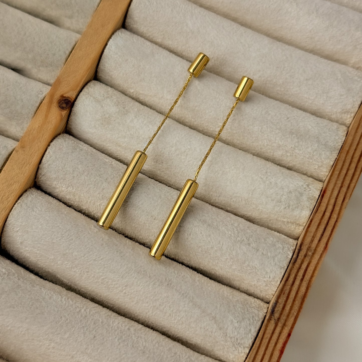 18K Gold Plated Sleek Drop Earrings