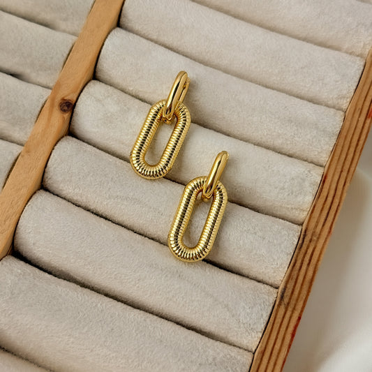 18K Gold Plated 2in1 Linked Hoop Earrings