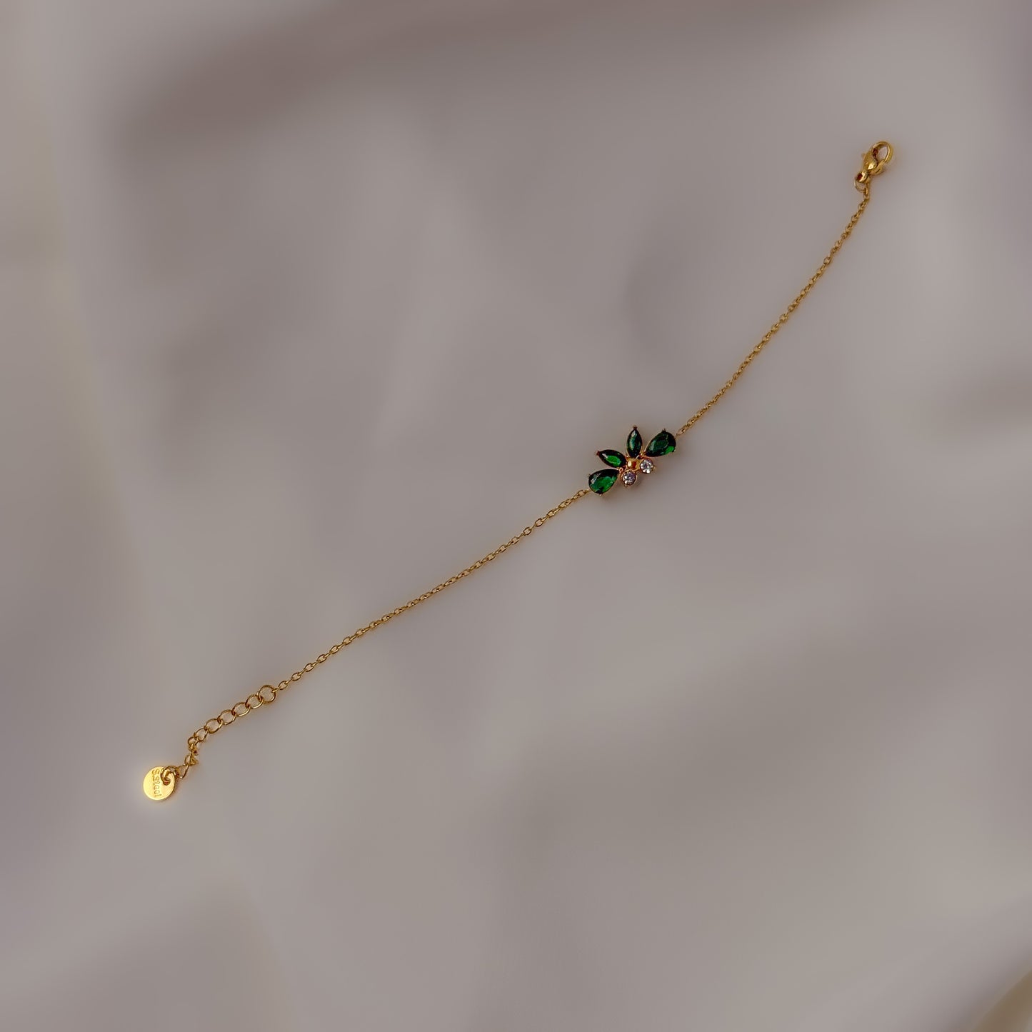 18K Gold Plated Dainty Green Stone Bracelet