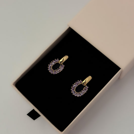 Premium 18K Gold Plated Purple Vintage Earrings
