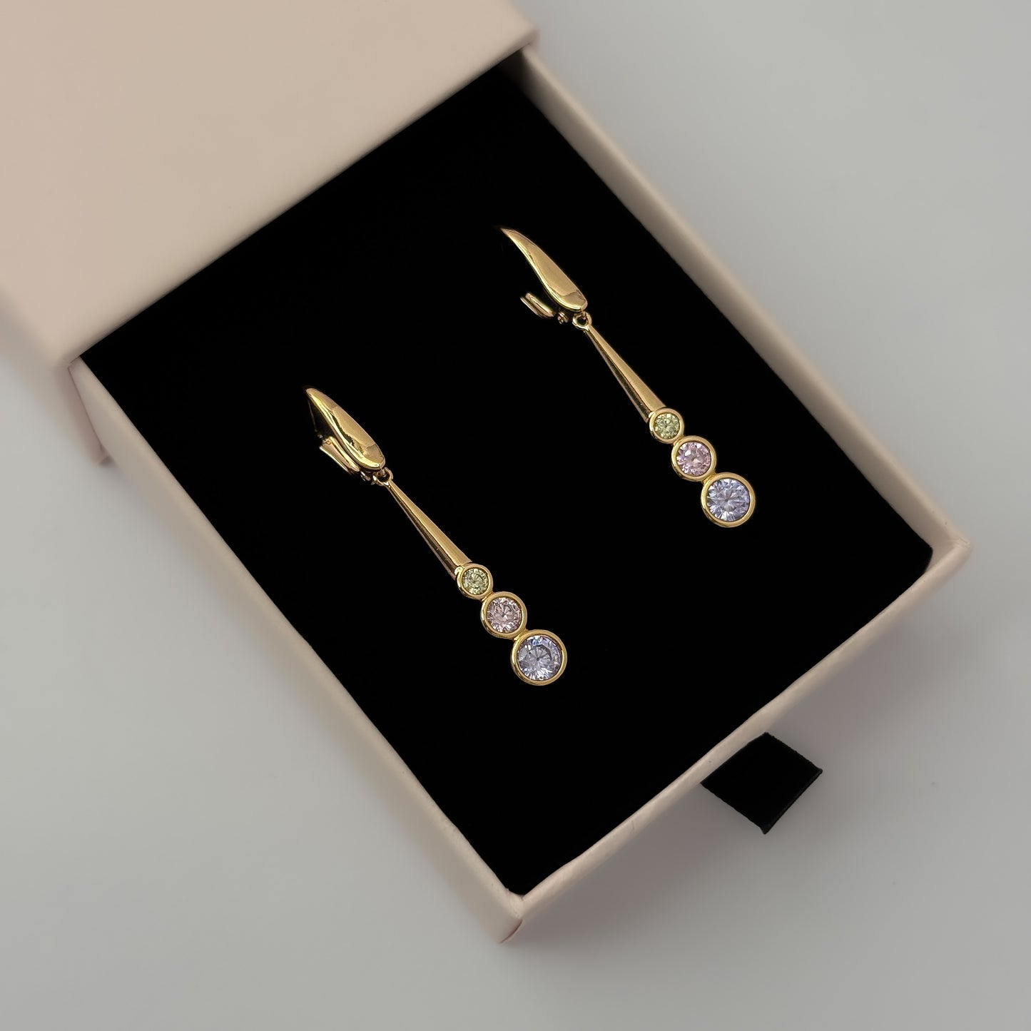 Premium 18K Gold Plated Pastel Sleek Drop Earrings