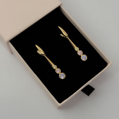 Premium 18K Gold Plated Pastel Sleek Drop Earrings