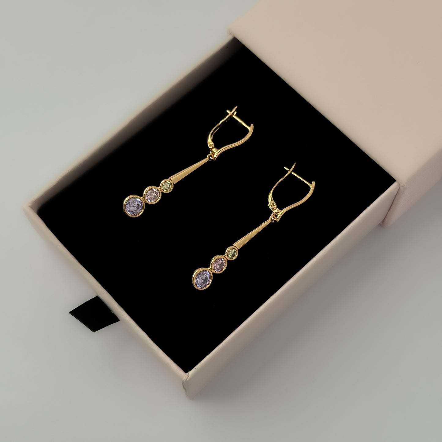 Premium 18K Gold Plated Pastel Sleek Drop Earrings