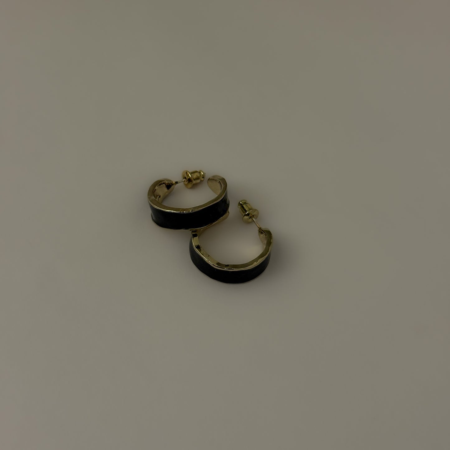 Korean Black Half Hoops Earrings