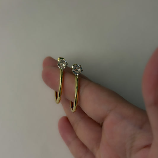 Korean Stone Half Hoops