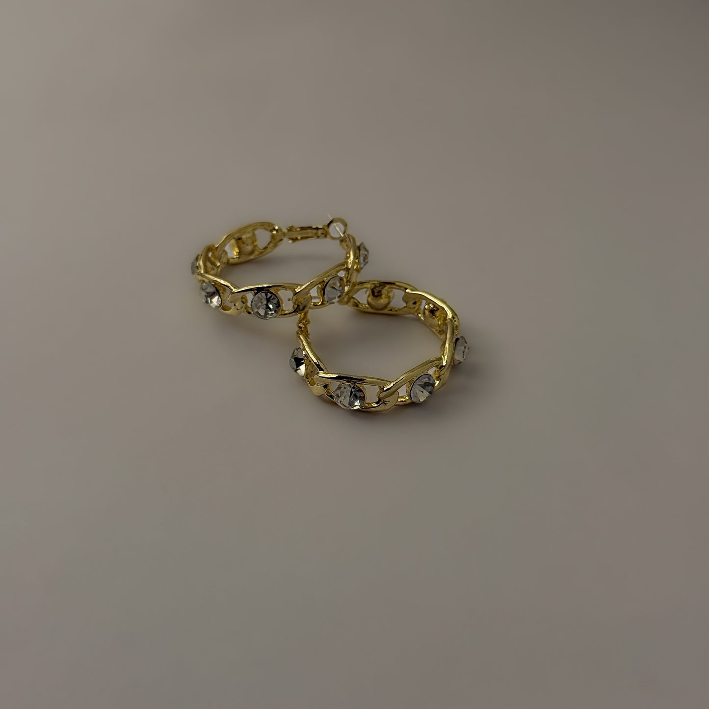 Korean Stone Linked Golden Hoops