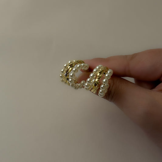 Korean Pearl Half Hoops