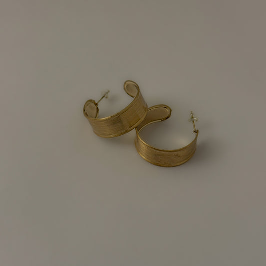 Korean Matte Wide Flat Half Hoops
