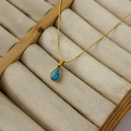 18K Gold Plated Oval Drop Vintage Necklace