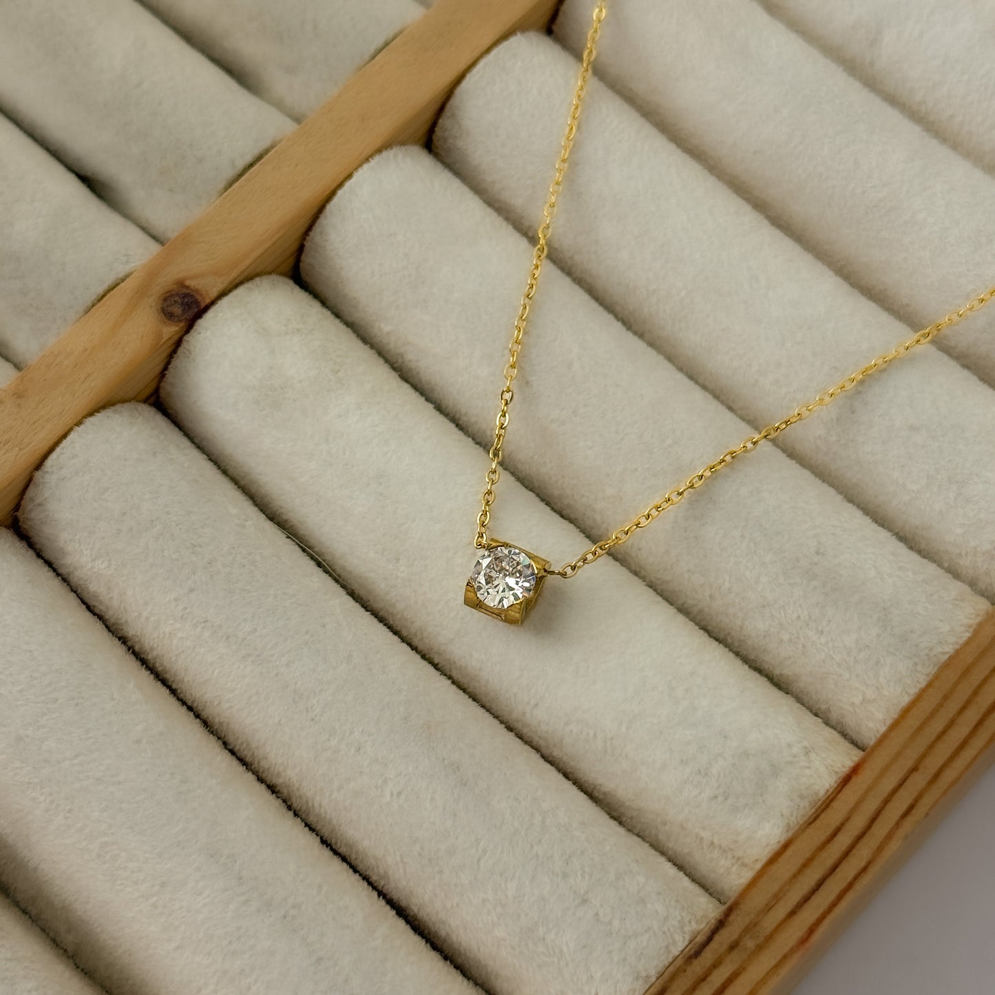 18K Gold Plated AD Stone Dainty Necklace