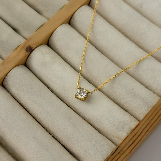 18K Gold Plated AD Stone Dainty Necklace