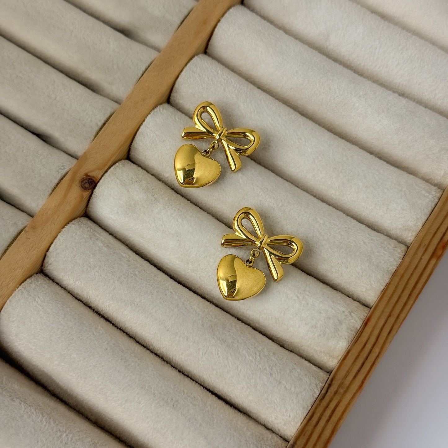 18K Gold Plated Bow Heart Earrings