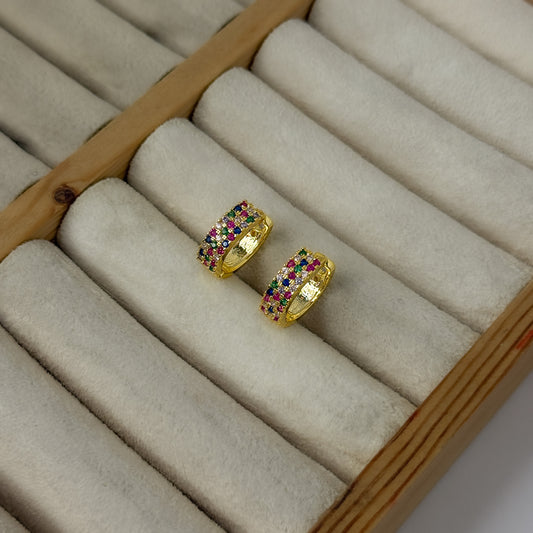 18K Gold Plated Multi Colour Mini Hoops