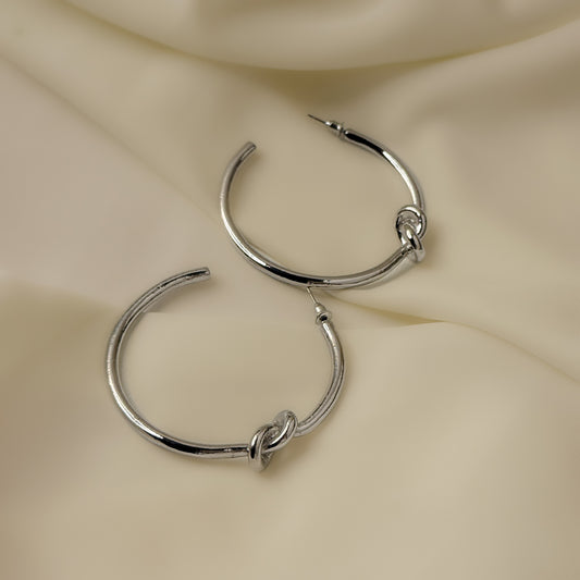 Statement Knot Silver Color Half Hoops