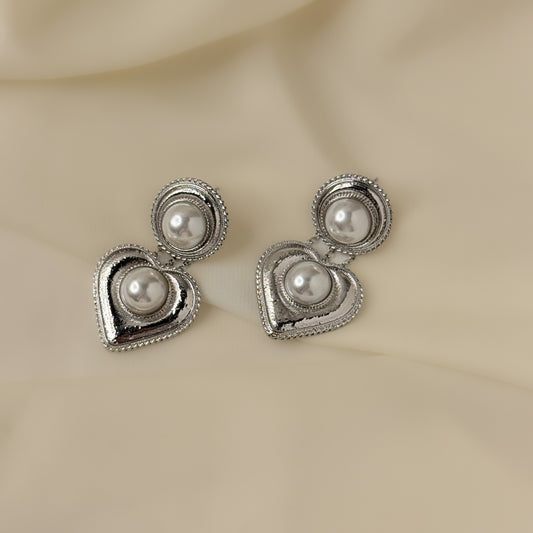 Statement Vintage Heart Drop Earrings